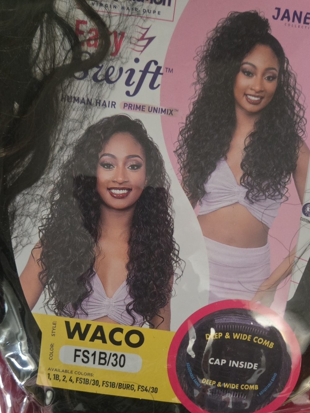 Waco FS1B/30 Curly Human Hair Wig - Black/Burgundy